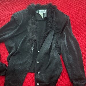 Jessica Howard Black Top with Purple Accent